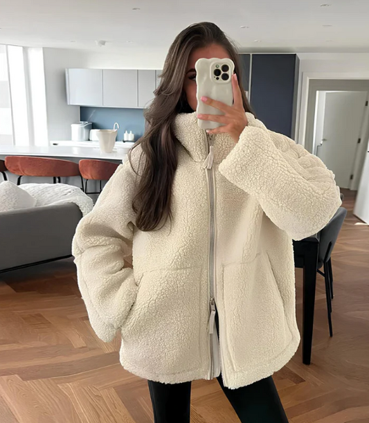 Elara Teddy Jas con Cremallera – Abrigo de Invierno para Mujer de Suave Forro Polar y Ajuste Elegante