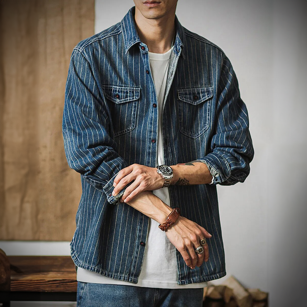 Valmor Indigo Camisa de Denim para Hombre – Corte Moderno y Selvedge de Lujo