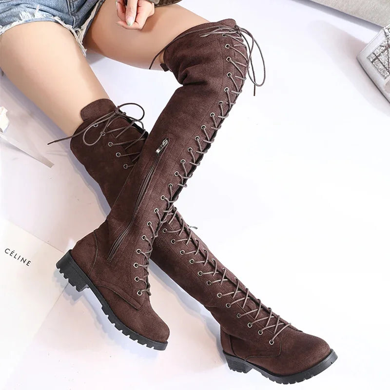 Botas altas Sorena para mujer | Diseño detallado de cordones, casual y elegante