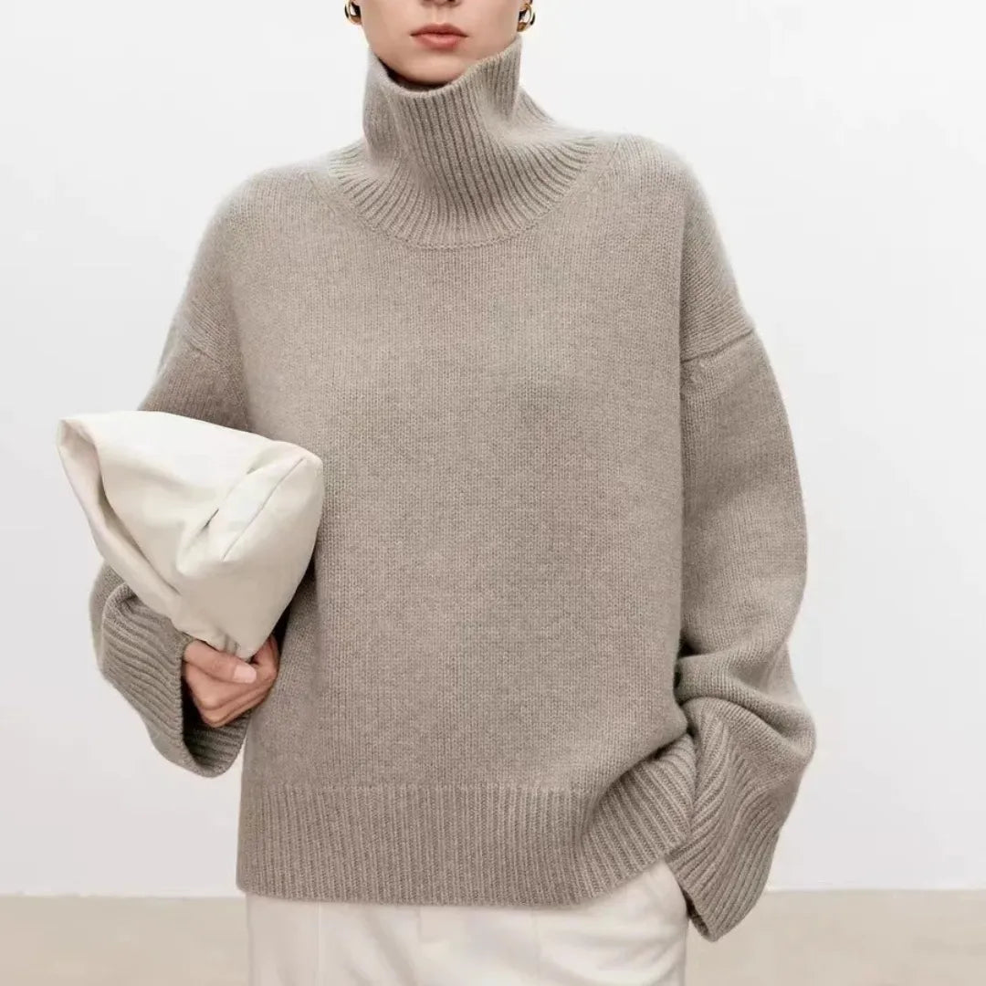 Suéter Sabrina Shape para Damas | Lana de Lujo, Suéter Casual Oversized de Cuello Alto