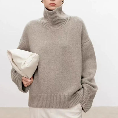 Suéter Sabrina Shape para Damas | Lana de Lujo, Suéter Casual Oversized de Cuello Alto