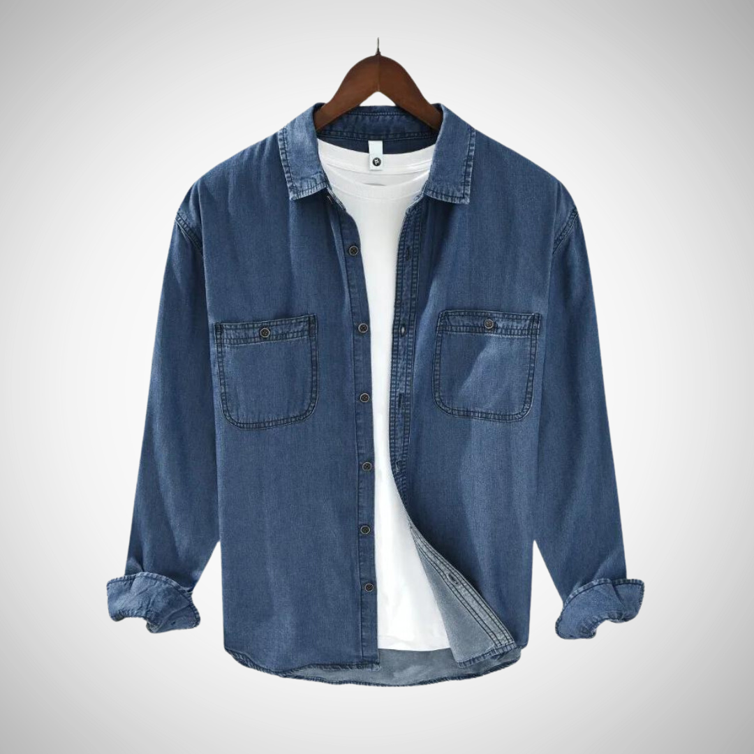 Camisa Rivano Chambray para Hombre – Ajuste Slim, Transpirable, Diseño Casual Chic