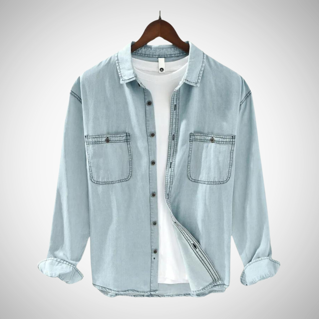 Camisa Rivano Chambray para Hombre – Ajuste Slim, Transpirable, Diseño Casual Chic