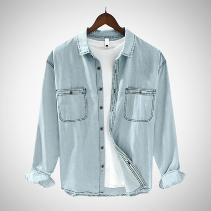 Camisa Rivano Chambray para Hombre – Ajuste Slim, Transpirable, Diseño Casual Chic