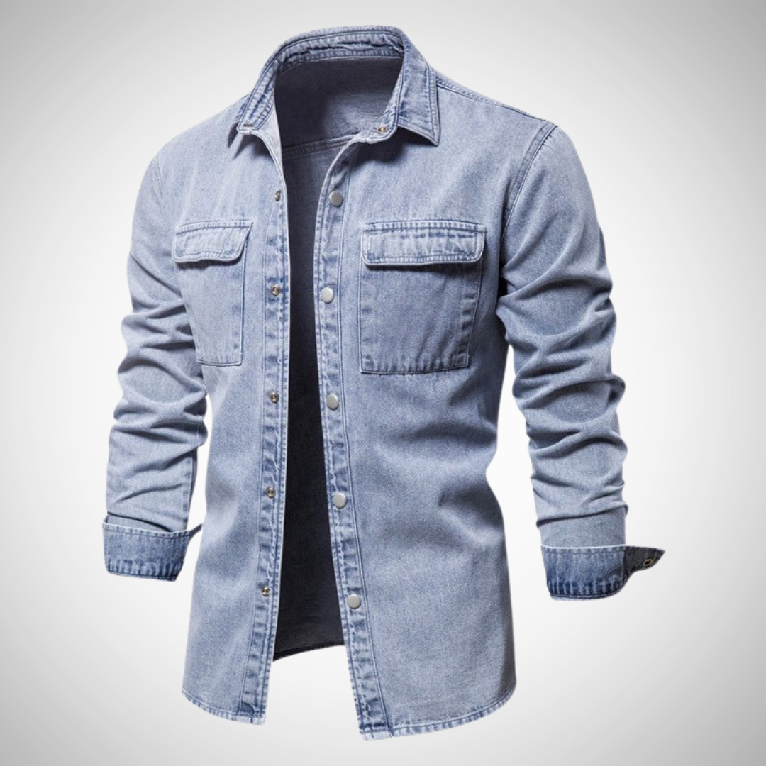 UrbanEdge Camisa Vaquera para Hombre Casual Manga Larga – Clásica, Duradera, Moderna