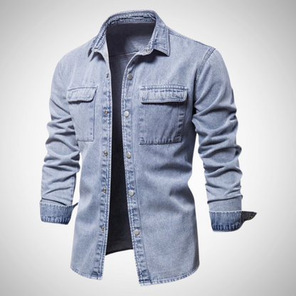 UrbanEdge Camisa Vaquera para Hombre Casual Manga Larga – Clásica, Duradera, Moderna