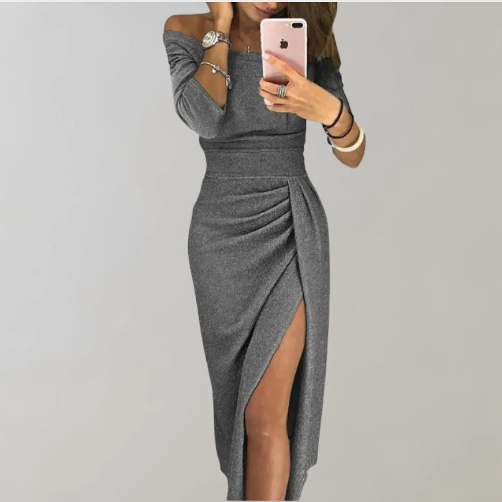 Vilja Vestido de lentejuelas para mujer – Vestido sin mangas de stretch con escote en V y detalles brillantes