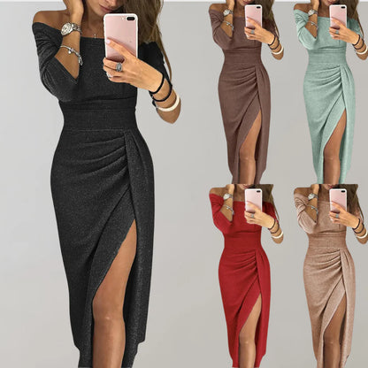 Vilja Vestido de lentejuelas para mujer – Vestido sin mangas de stretch con escote en V y detalles brillantes