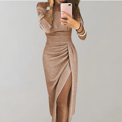 Vilja Vestido de lentejuelas para mujer – Vestido sin mangas de stretch con escote en V y detalles brillantes