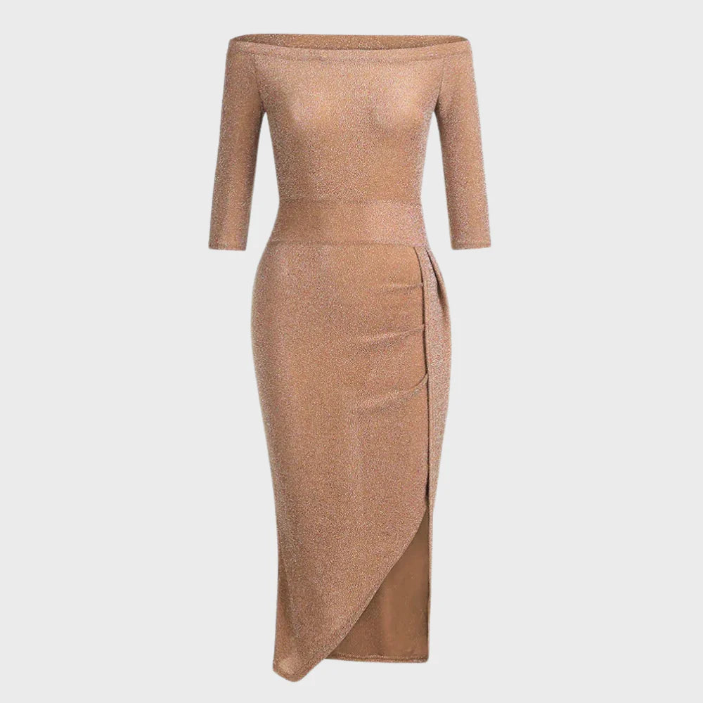 Vilja Vestido de lentejuelas para mujer – Vestido sin mangas de stretch con escote en V y detalles brillantes