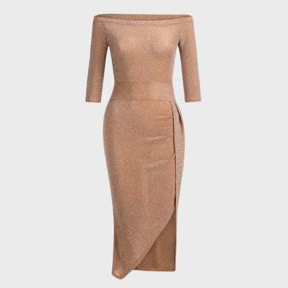 Vilja Vestido de lentejuelas para mujer – Vestido sin mangas de stretch con escote en V y detalles brillantes
