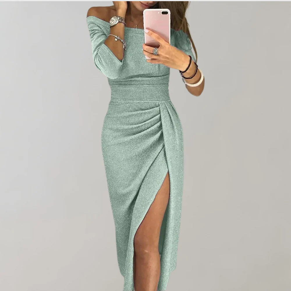 Vilja Vestido de lentejuelas para mujer – Vestido sin mangas de stretch con escote en V y detalles brillantes