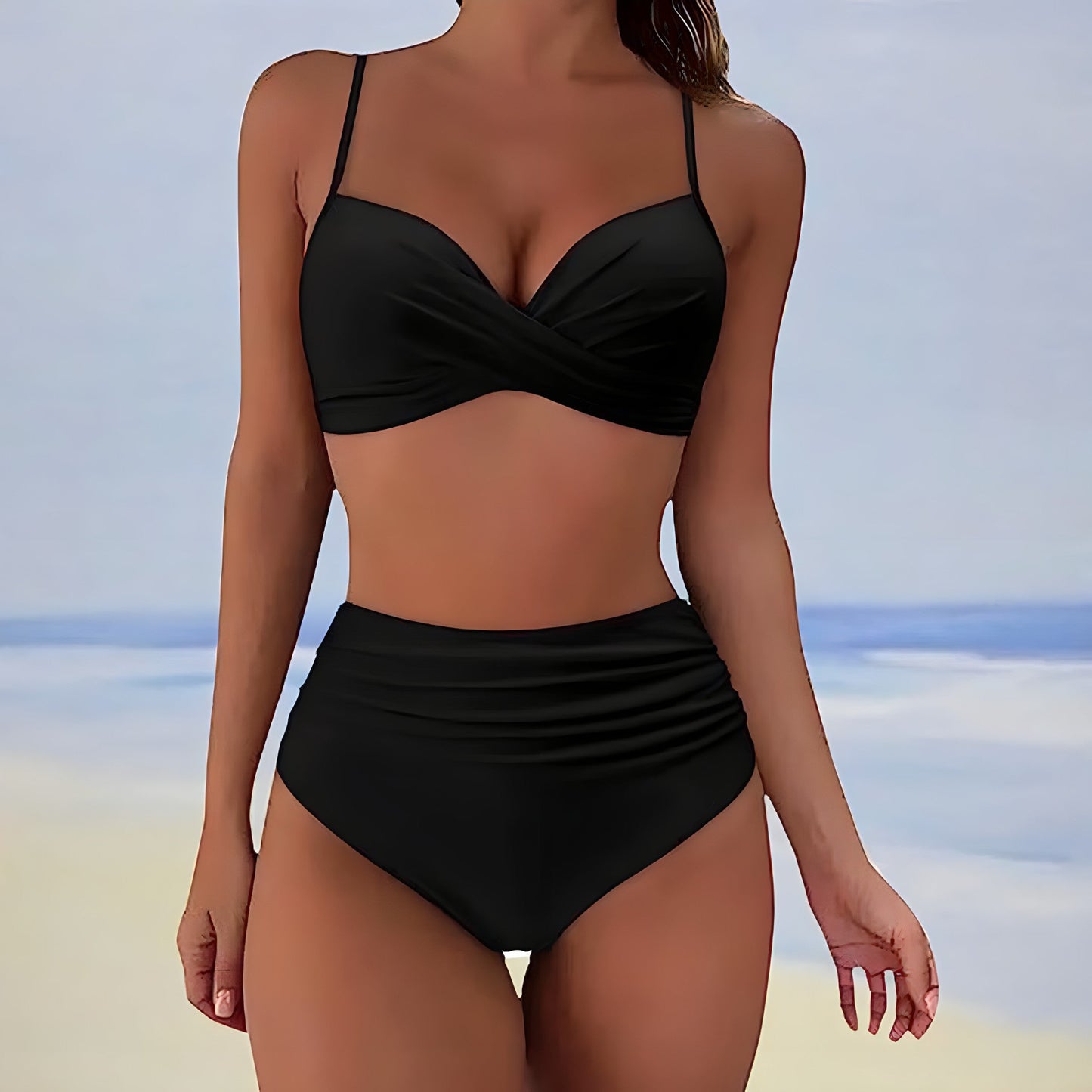 Zina Dames Bikini Set | Hoge Taille, Zwart en Comfortabel voor Zomeravonturen