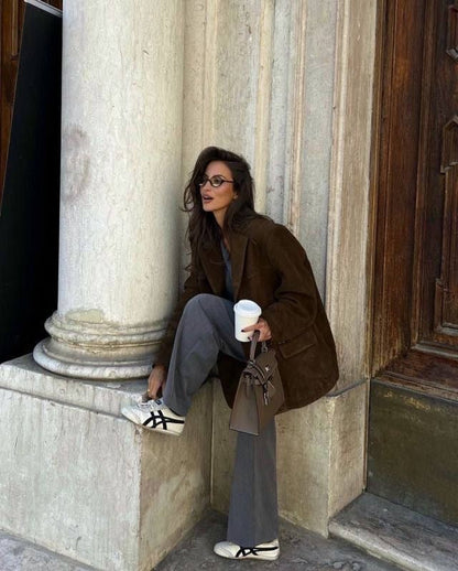 Dalia Dames Suède Chaqueta | Tela elástica suave, perfecta para otoño