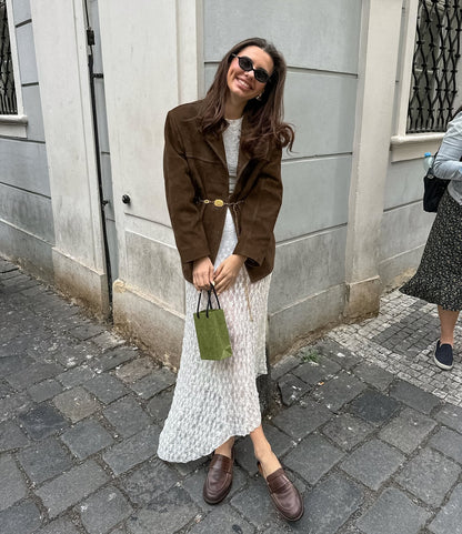 Dalia Dames Suède Chaqueta | Tela elástica suave, perfecta para otoño