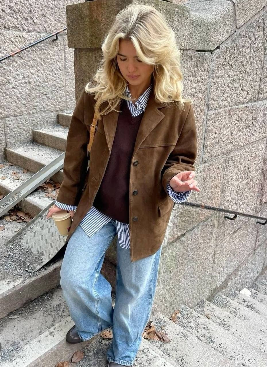 Dalia Dames Suède Chaqueta | Tela elástica suave, perfecta para otoño