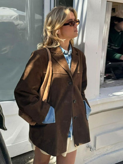 Dalia Dames Suède Chaqueta | Tela elástica suave, perfecta para otoño