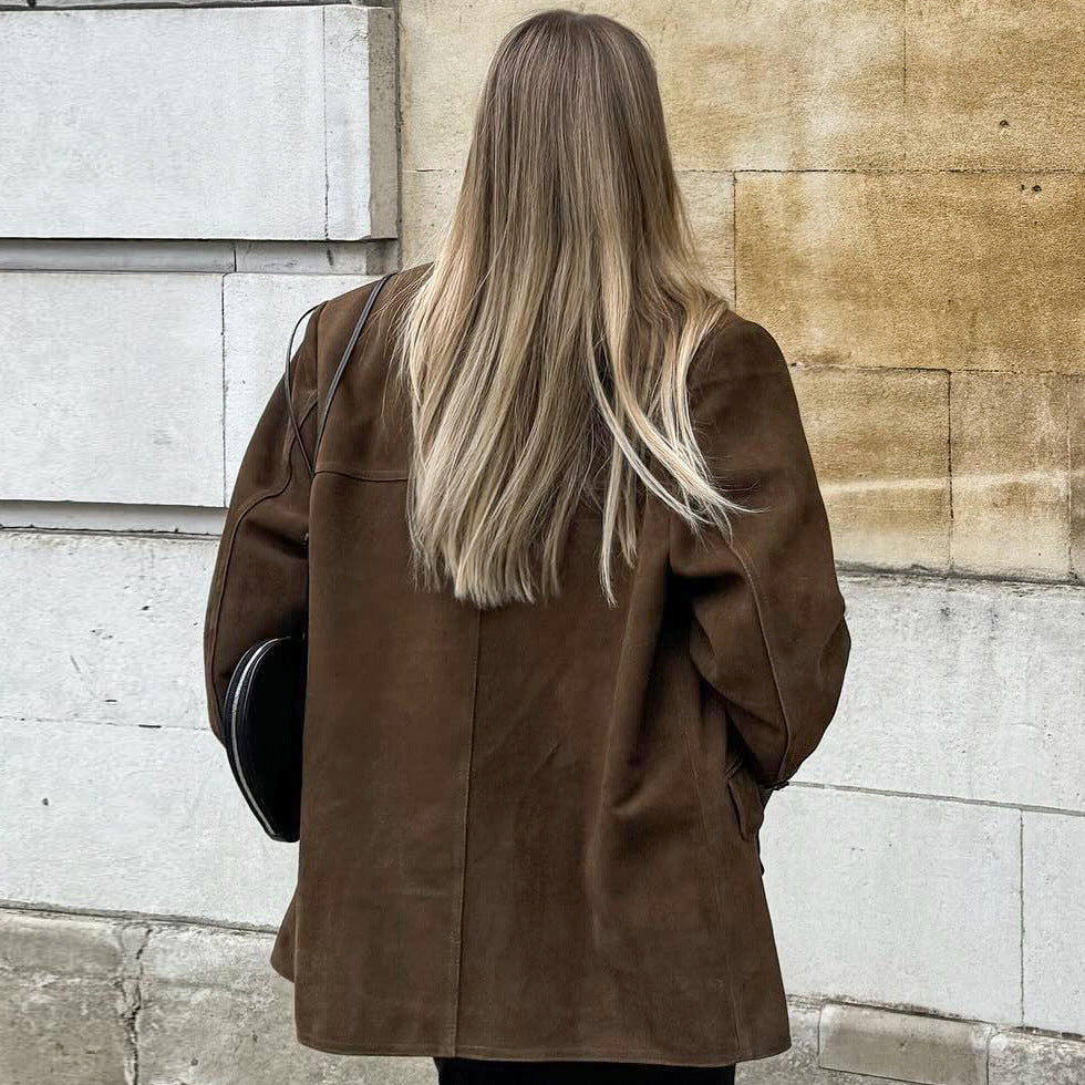 Dalia Dames Suède Chaqueta | Tela elástica suave, perfecta para otoño