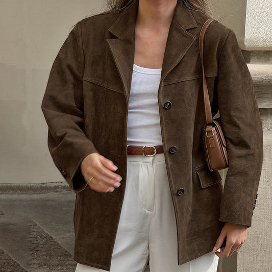Dalia Dames Suède Chaqueta | Tela elástica suave, perfecta para otoño
