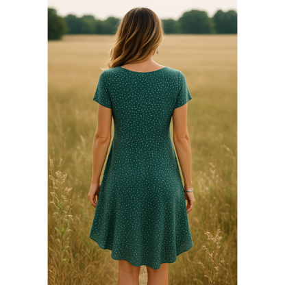 Vestido Solara Bloom – Vestido de verano para mujer midi verde floral algodón ligero