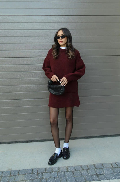 Hanna Conjunto de Punto para Dama | Suéter Suave y Falda para Otoño e Invierno
