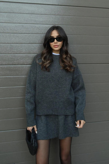 Hanna Conjunto de Punto para Dama | Suéter Suave y Falda para Otoño e Invierno