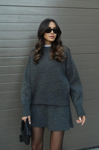 Hanna Conjunto de Punto para Dama | Suéter Suave y Falda para Otoño e Invierno