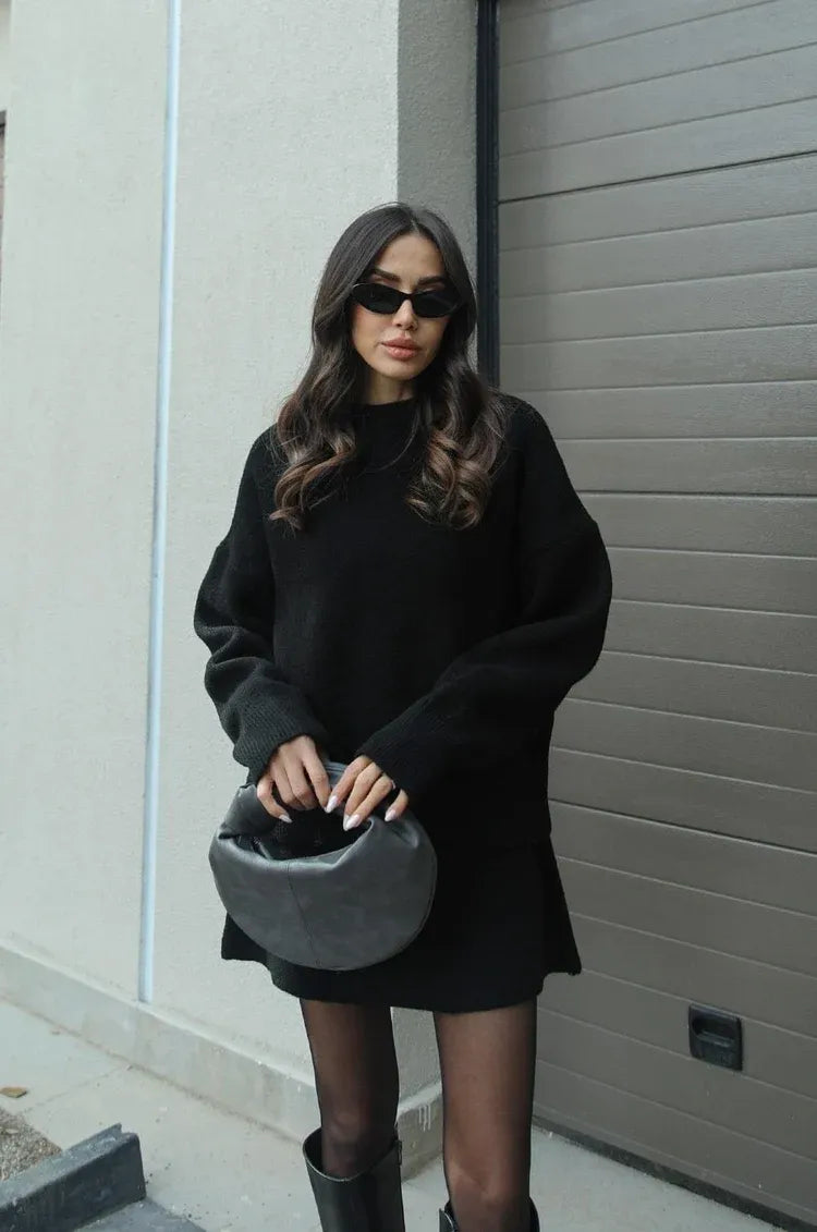 Hanna Conjunto de Punto para Dama | Suéter Suave y Falda para Otoño e Invierno