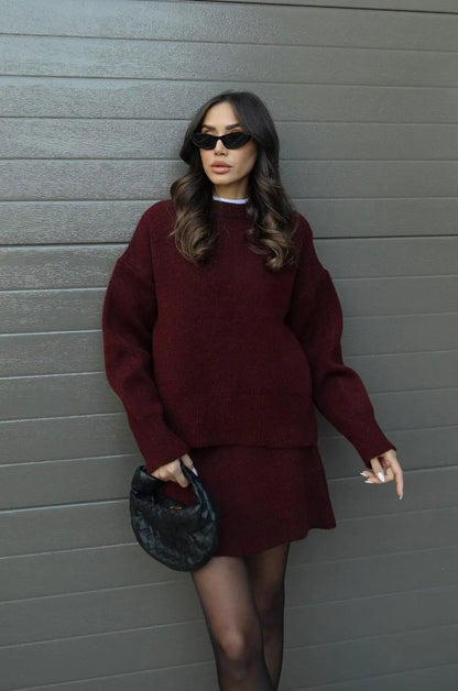 Hanna Conjunto de Punto para Dama | Suéter Suave y Falda para Otoño e Invierno