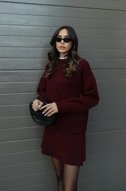 Hanna Conjunto de Punto para Dama | Suéter Suave y Falda para Otoño e Invierno