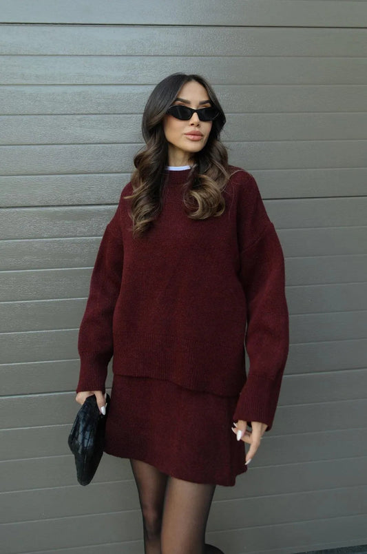 Hanna Conjunto de Punto para Dama | Suéter Suave y Falda para Otoño e Invierno