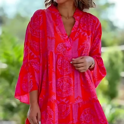 Liora Vestido de verano para mujer · Vestido midi ligero y elegante con mangas cortas