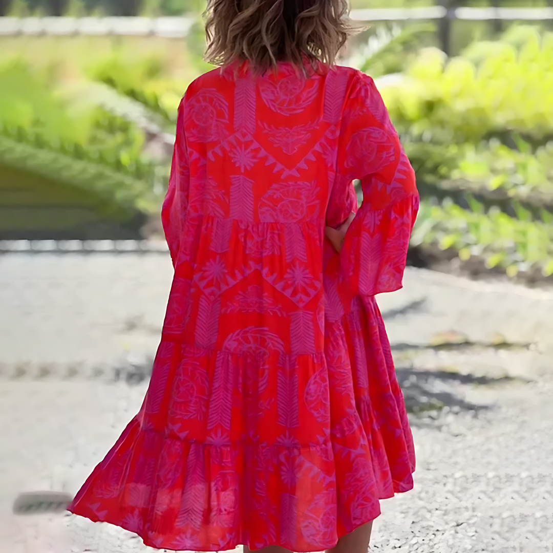 Liora Vestido de verano para mujer · Vestido midi ligero y elegante con mangas cortas