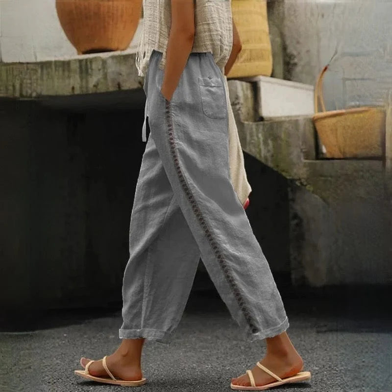 Eline – Linnen Broek Met Elastische Taille Voor Dames
