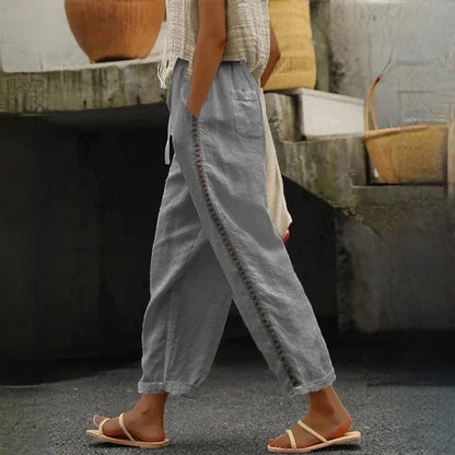 Eline – Linnen Broek Met Elastische Taille Voor Dames