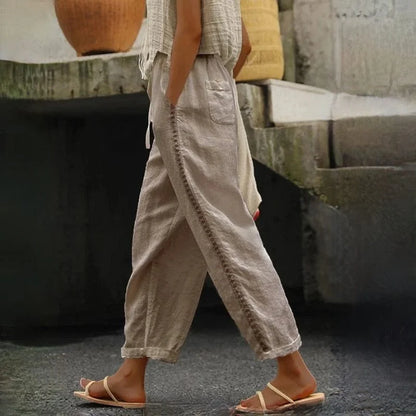 Eline – Linnen Broek Met Elastische Taille Voor Dames