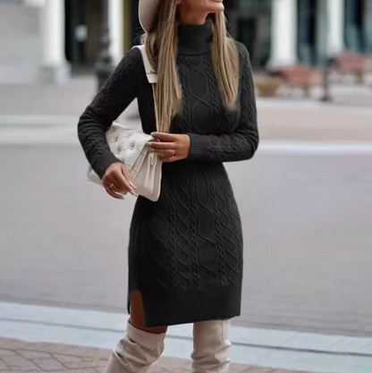 Vestido Midi de Punto Lunavine para Dama | Estilo Elegante, Mangas Largas