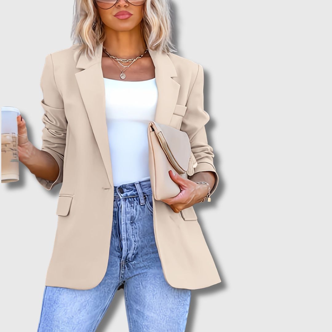 Seravelle Blazer Voor Dames | Double-Breasted, Kaki Elegantie