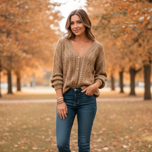 Saskia Gebreide Cardigan Voor Dames | Knopen Voorop, Kleurrijke Keuze