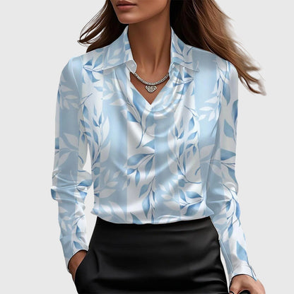 Sylvie Satijnen Blouse Voor Dames | Elegante Glans, Geplooide Halslijn