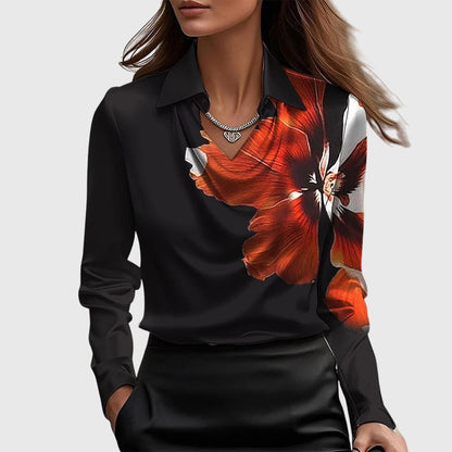 Sylvie Satijnen Blouse Voor Dames | Elegante Glans, Geplooide Halslijn