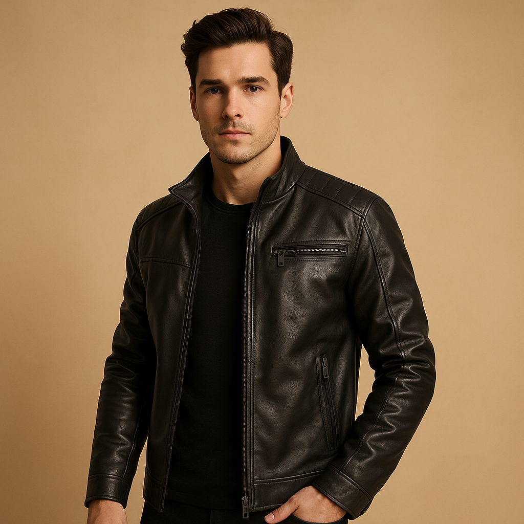 Thiago Leren Bikerjack Voor Heren | Ritsdetails, Dagelijks & Motorrit Gebruik