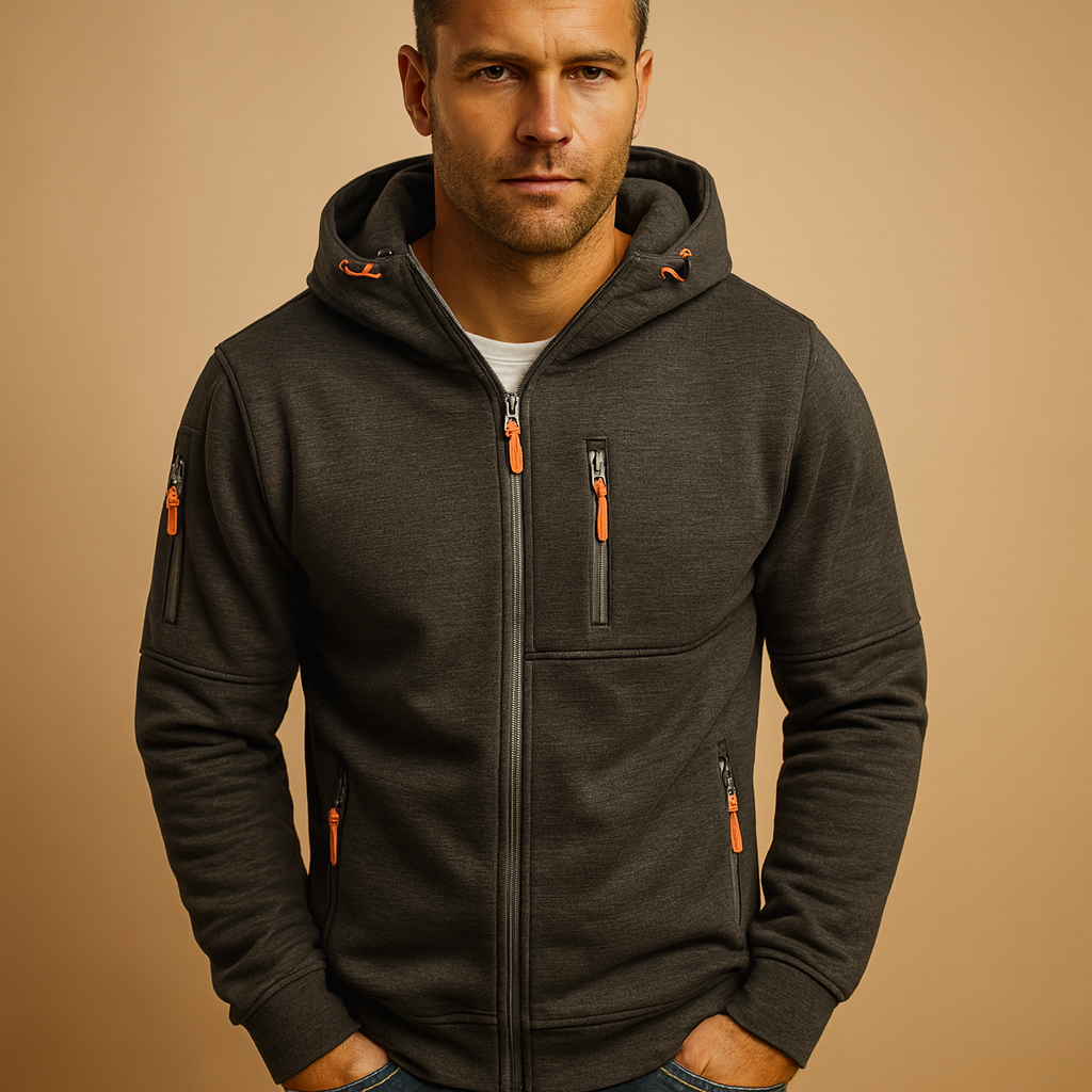 Brennan Bram Hoodie met Rits voor Heren | Verstelbare Capuchon & Zachte Stof