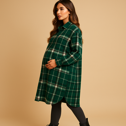 Melora Geruite Jas voor Dames | Wol-Look Lange Snit