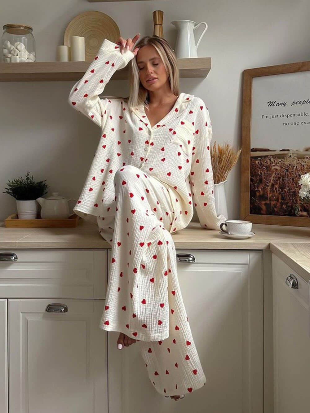 Mira | Dames Pyjama Set met Hartjesprint