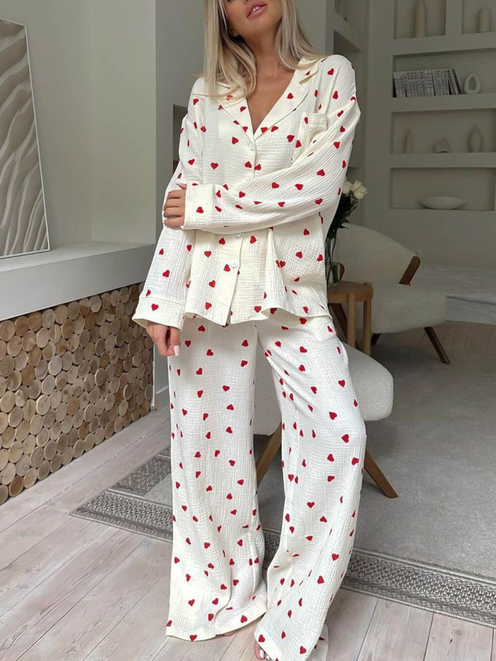Mira | Dames Pyjama Set met Hartjesprint