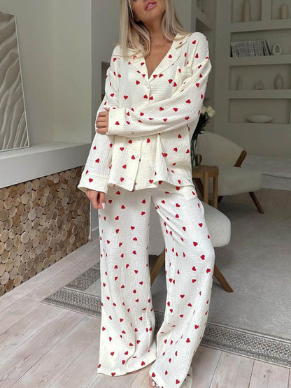 Mira | Dames Pyjama Set met Hartjesprint