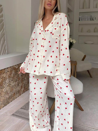 Mira | Dames Pyjama Set met Hartjesprint