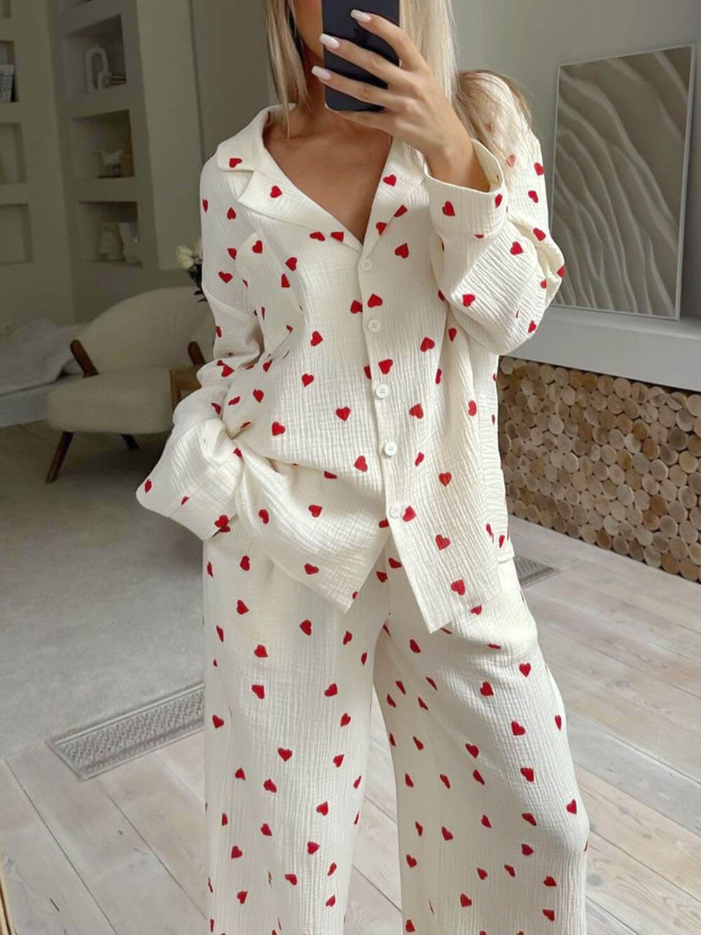 Mira | Dames Pyjama Set met Hartjesprint