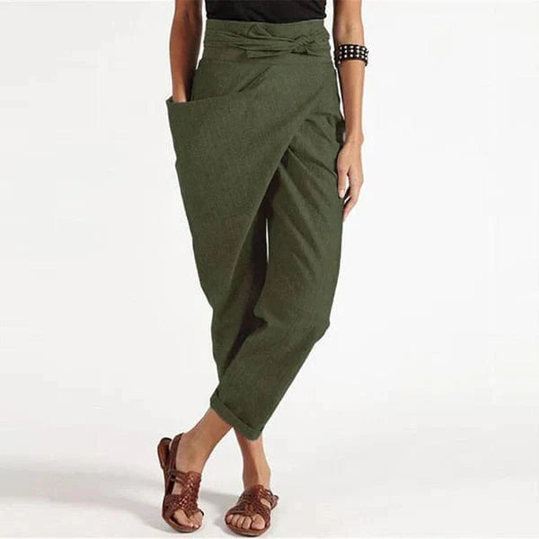 Dorethea – Linnen Broek Met Wijde Pijpen Voor Dames